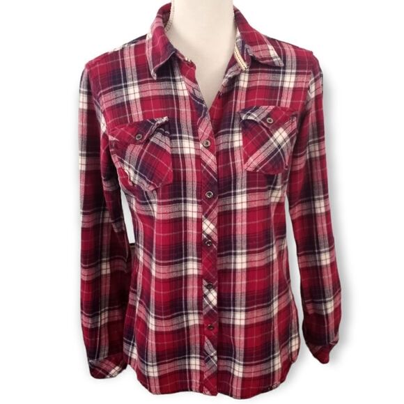 NATURAL REFLECTION RED PLAID BUTTON DOWN SHIRT SZ.S EUC - Picture 2 of 6